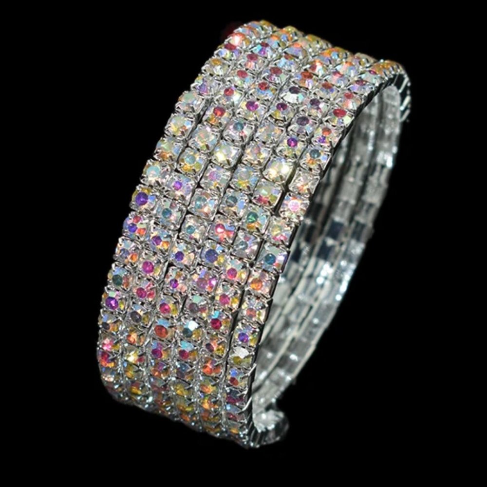 AB Crystal Wide Rhinestone Crystal Bracelet for Bridal Formal Special Occasion… - Picture 2 of 3